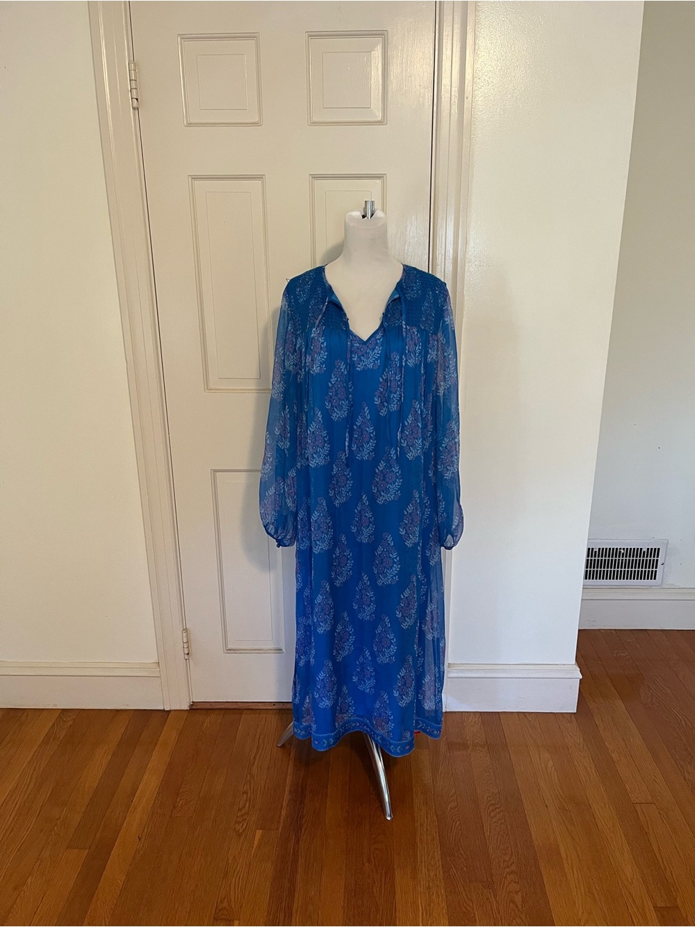 Johnny Was Blaire Midi Dress Carolyne Dress Silk Floral Chiffon XL Read $498